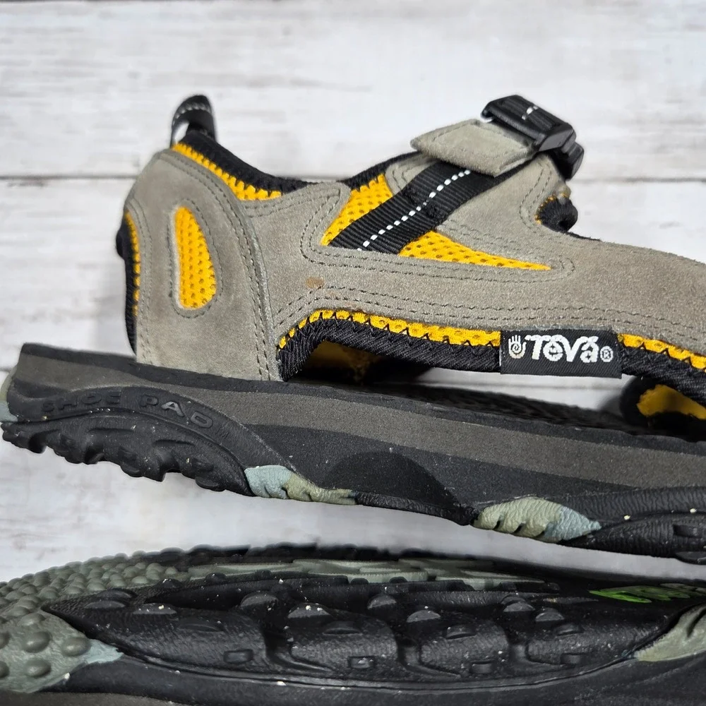 Teva 6617 Hiking Sandals Outdoor Men 15 Grey Yellow Buckle Straps